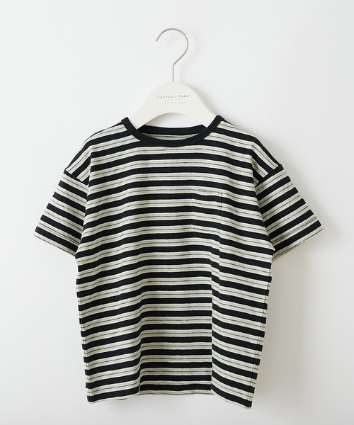 CIAOPANIC TYPY(チャオパニックティピー)の「【KIDS】レトロボーダー 5分袖ポケットTee(Tシャツ/カットソー・キッズ・ピンク/アイボリー/ミント・SMALL/MEDIUM/LARGE/X-LARGE/XX-LARGE)」の3枚目の写真