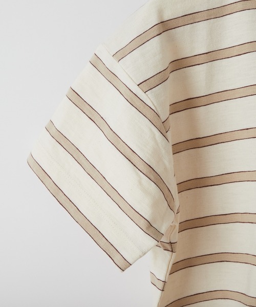 CIAOPANIC TYPY(チャオパニックティピー)の「【KIDS】レトロボーダー 5分袖ポケットTee(Tシャツ/カットソー・キッズ・ピンク/アイボリー/ミント・SMALL/MEDIUM/LARGE/X-LARGE/XX-LARGE)」の6枚目の写真