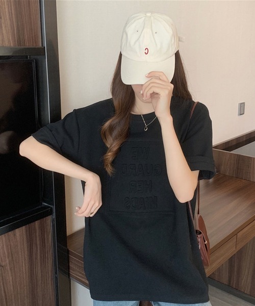 aimoha（アイモハ）の「3DロゴＴシャツ（Tシャツ/カットソー・レディース・ダークグレー/ホワイト/ネイビー/ブラック/キャメル・X-LARGE/LARGE/MEDIUM）」の18枚目の写真