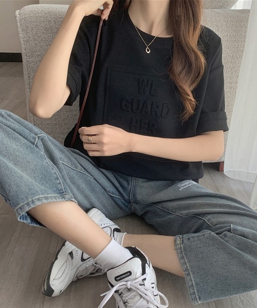 aimoha（アイモハ）の「3DロゴＴシャツ（Tシャツ/カットソー・レディース・ダークグレー/ホワイト/ネイビー/ブラック/キャメル・X-LARGE/LARGE/MEDIUM）」の13枚目の写真