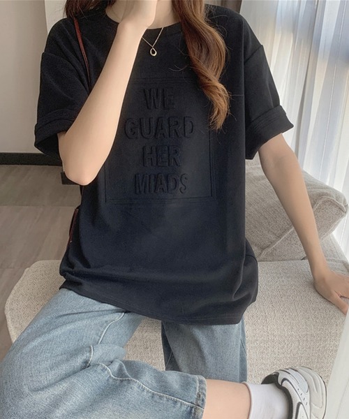 aimoha（アイモハ）の「3DロゴＴシャツ（Tシャツ/カットソー・レディース・ダークグレー/ホワイト/ネイビー/ブラック/キャメル・X-LARGE/LARGE/MEDIUM）」の14枚目の写真