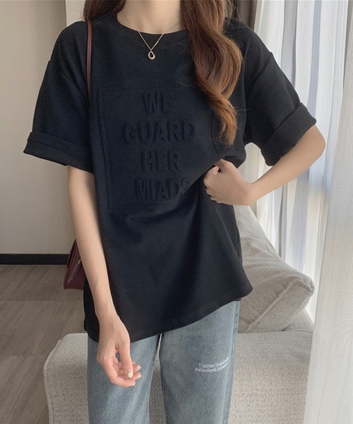 aimoha（アイモハ）の「3DロゴＴシャツ（Tシャツ/カットソー・レディース・ダークグレー/ホワイト/ネイビー/ブラック/キャメル・X-LARGE/LARGE/MEDIUM）」の15枚目の写真