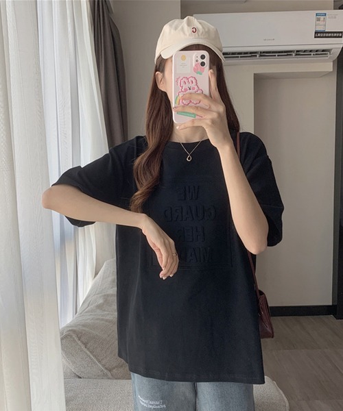 aimoha（アイモハ）の「3DロゴＴシャツ（Tシャツ/カットソー・レディース・ダークグレー/ホワイト/ネイビー/ブラック/キャメル・X-LARGE/LARGE/MEDIUM）」の19枚目の写真