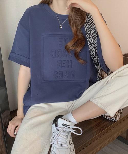 aimoha（アイモハ）の「3DロゴＴシャツ（Tシャツ/カットソー・レディース・ダークグレー/ホワイト/ネイビー/ブラック/キャメル・X-LARGE/LARGE/MEDIUM）」の21枚目の写真