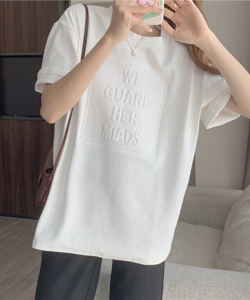 aimoha（アイモハ）の「3DロゴＴシャツ（Tシャツ/カットソー・レディース・ダークグレー/ホワイト/ネイビー/ブラック/キャメル・X-LARGE/LARGE/MEDIUM）」の10枚目の写真