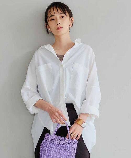 green label relaxing（グリーンレーベルリラクシング）の「ハッスイ UV ルーズドルマン シャツ －撥水－－UVカット－（シャツ/ブラウス・レディース・ホワイト/ベージュ・FREE）」の19枚目の写真