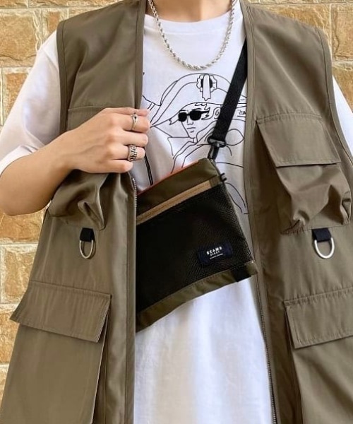 BEAMS HEART（ビームスハート）の「【ユニセックス】メッシュコンビ サコッシュ（ショルダーバッグ・メンズ・ネイビー/オリーブ/ブラック・ONE SIZE）」の6枚目の写真