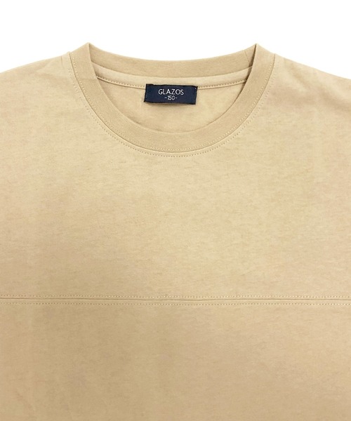 GLAZOS(グラソス)の「OE天竺・接触冷感ドロップショルダーバックロゴフットボール半袖Tシャツ(Tシャツ/カットソー・キッズ・チャコールグレー/ベージュ/カーキ・130cm/140cm/150cm/160cm/170cm)」の9枚目の写真