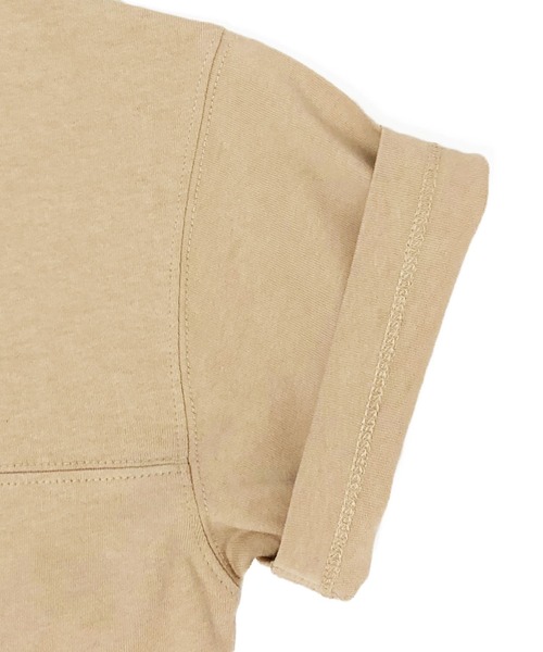 GLAZOS(グラソス)の「OE天竺・接触冷感ドロップショルダーバックロゴフットボール半袖Tシャツ(Tシャツ/カットソー・キッズ・チャコールグレー/ベージュ/カーキ・130cm/140cm/150cm/160cm/170cm)」の11枚目の写真