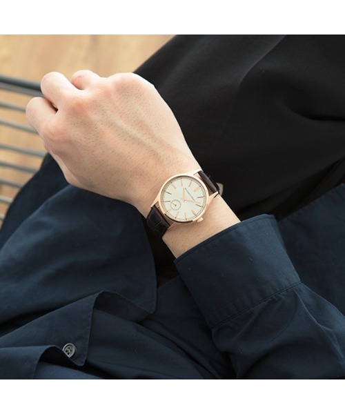 Movement In Motion(ムーブメントインモーション)の「【Movement in Motion】 Classic Small Second MIM-SS-PG/DBR-SET TiCTACオリジナル ベルトセット メンズ(アナログ腕時計・メンズ・ホワイト・ONE SIZE)」の2枚目の写真