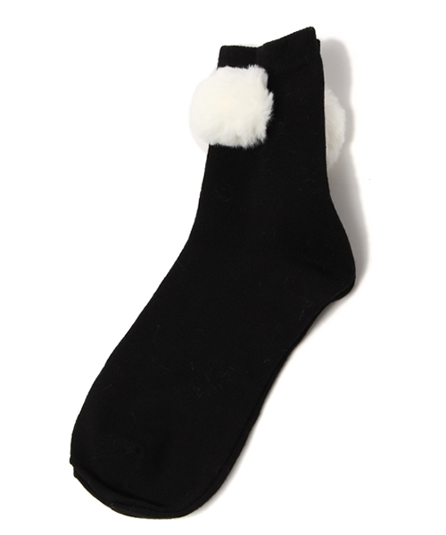 WEGO(ウィゴー)の「WEGO/ポンポン付きソックス(ソックス/靴下・レディース・パープル/その他1/ホワイト/ブラック/サックスブルー・FREE)」の5枚目の写真