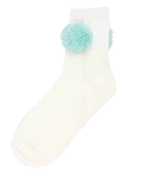 WEGO(ウィゴー)の「WEGO/ポンポン付きソックス(ソックス/靴下・レディース・パープル/その他1/ホワイト/ブラック/サックスブルー・FREE)」の4枚目の写真