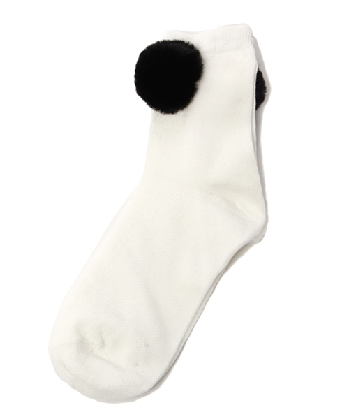 WEGO(ウィゴー)の「WEGO/ポンポン付きソックス(ソックス/靴下・レディース・パープル/その他1/ホワイト/ブラック/サックスブルー・FREE)」の3枚目の写真