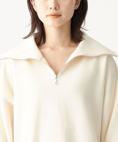 CITEN（シテン）の「＜CITEN（シテン）＞裏起毛 ZIP オープンカラー スウェット（スウェット・レディース・オフホワイト/ダークグレー/ライム・FREE）」の19枚目の写真