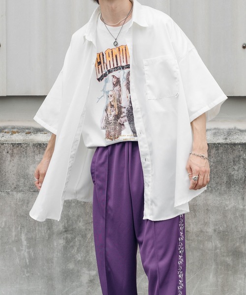 Perushu（ペルーシュ）の「Pロゴ刺繍オーバーシャツ（シャツ/ブラウス・メンズ・ホワイト/ブラック・MEDIUM/LARGE）」の10枚目の写真