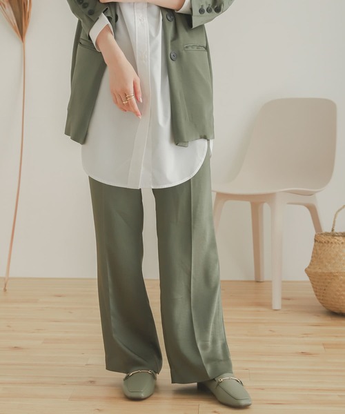 SENSE OF PLACE by URBAN RESEARCH（センスオブプレイスバイアーバンリサーチ）の「サテンリラックスパンツ（その他パンツ・レディース・ライトベージュ/マスタード/カーキ・MEDIUM/SMALL）」の18枚目の写真