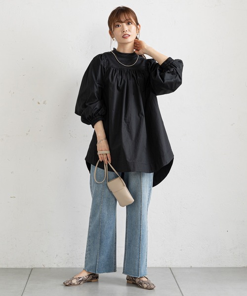 prose verse（プロズヴェール）の「ハイネックギャザープチハイブラウス（シャツ/ブラウス・レディース・オフホワイト/ブラック・ﾌﾘ-）」の3枚目の写真