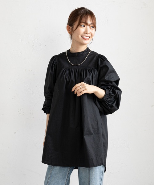 prose verse（プロズヴェール）の「ハイネックギャザープチハイブラウス（シャツ/ブラウス・レディース・オフホワイト/ブラック・ﾌﾘ-）」の4枚目の写真