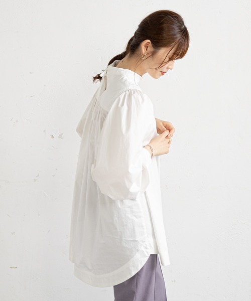 prose verse（プロズヴェール）の「ハイネックギャザープチハイブラウス（シャツ/ブラウス・レディース・オフホワイト/ブラック・ﾌﾘ-）」の17枚目の写真