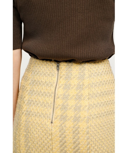イエロー系 ツイード　ショートジレSサイズ SLY（スライ）の「TWEED PATTERN S/SK ツイード ショート スカート