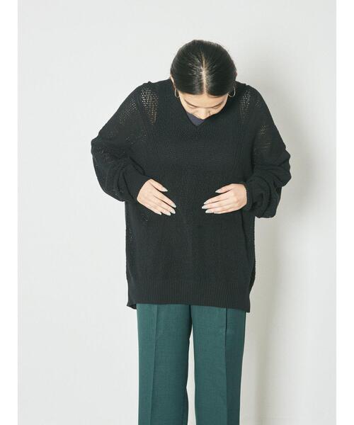 GARAGE OF GOOD CLOTHING（ガレージオブグッドクロージング）の「パッチワーク風アノラックプルオーバー＊（ニット/セーター・レディース・ブラック/アイボリー・FREE）」の6枚目の写真