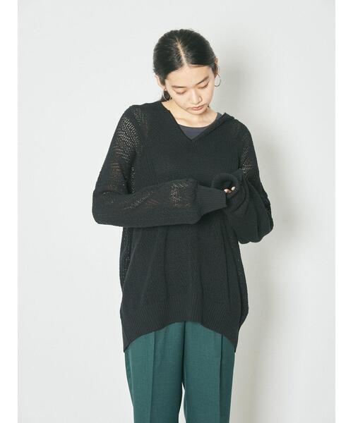 GARAGE OF GOOD CLOTHING（ガレージオブグッドクロージング）の「パッチワーク風アノラックプルオーバー＊（ニット/セーター・レディース・ブラック/アイボリー・FREE）」の8枚目の写真