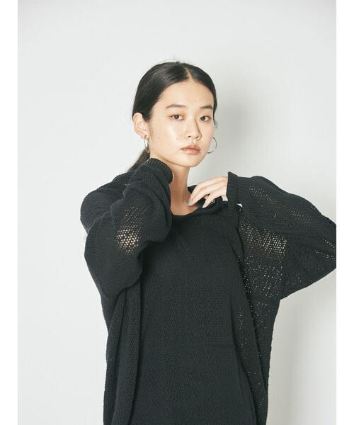 GARAGE OF GOOD CLOTHING（ガレージオブグッドクロージング）の「パッチワーク風アノラックプルオーバー＊（ニット/セーター・レディース・ブラック/アイボリー・FREE）」の9枚目の写真