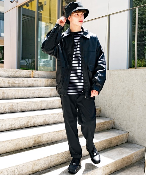 ８(eight)（エイト）の「ＰＵ Ａ－２ジャケット（ミリタリージャケット・メンズ・ブラック・LARGE/MEDIUM）」の14枚目の写真