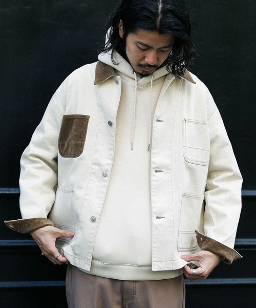 URBAN RESEARCH Sonny Label（アーバンリサーチサニーレーベル）の「衿切替カバーオール（カバーオール・メンズ・オフホワイト/カーキ/インディゴブルー・MEDIUM/LARGE）」の2枚目の写真