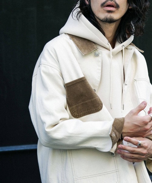 URBAN RESEARCH Sonny Label（アーバンリサーチサニーレーベル）の「衿切替カバーオール（カバーオール・メンズ・オフホワイト/カーキ/インディゴブルー・MEDIUM/LARGE）」の6枚目の写真