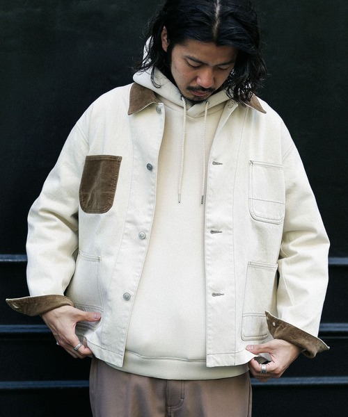 URBAN RESEARCH Sonny Label（アーバンリサーチサニーレーベル）の「衿切替カバーオール（カバーオール・メンズ・オフホワイト/カーキ/インディゴブルー・MEDIUM/LARGE）」の7枚目の写真