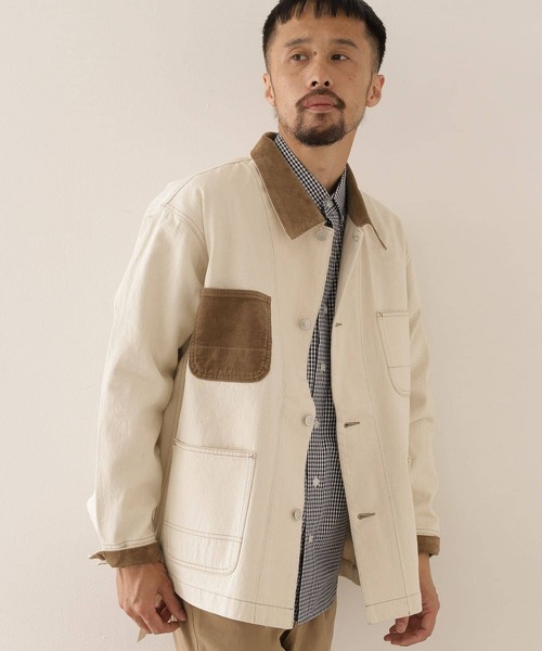 URBAN RESEARCH Sonny Label（アーバンリサーチサニーレーベル）の「衿切替カバーオール（カバーオール・メンズ・オフホワイト/カーキ/インディゴブルー・MEDIUM/LARGE）」の10枚目の写真