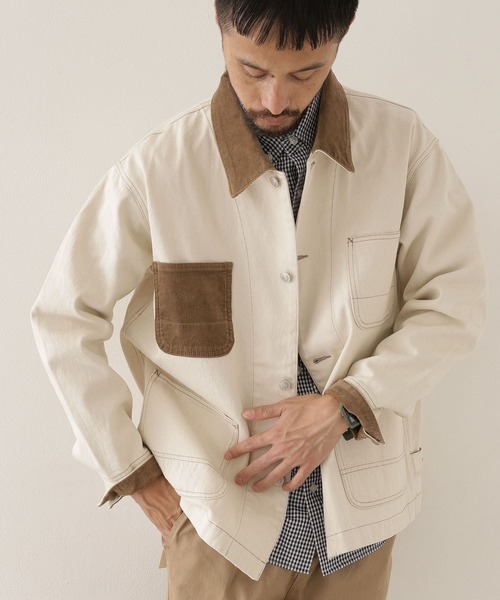 URBAN RESEARCH Sonny Label（アーバンリサーチサニーレーベル）の「衿切替カバーオール（カバーオール・メンズ・オフホワイト/カーキ/インディゴブルー・MEDIUM/LARGE）」の11枚目の写真