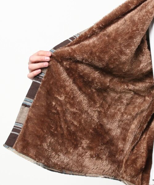 BARCEDOS（バルセドス）の「裏ボア チェックシャツジャケット（シャツ/ブラウス・メンズ・ベージュ/ブラウン/レッド/ブルー・LL/3L/M/L）」の9枚目の写真