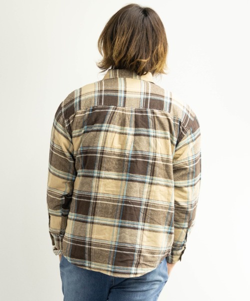 BARCEDOS（バルセドス）の「裏ボア チェックシャツジャケット（シャツ/ブラウス・メンズ・ベージュ/ブラウン/レッド/ブルー・LL/3L/M/L）」の17枚目の写真