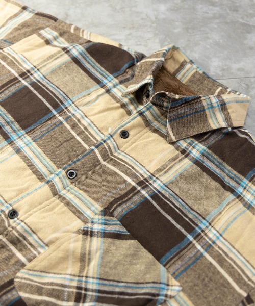 BARCEDOS（バルセドス）の「裏ボア チェックシャツジャケット（シャツ/ブラウス・メンズ・ベージュ/ブラウン/レッド/ブルー・LL/3L/M/L）」の18枚目の写真