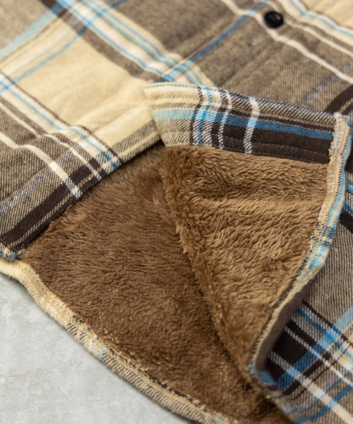 BARCEDOS（バルセドス）の「裏ボア チェックシャツジャケット（シャツ/ブラウス・メンズ・ベージュ/ブラウン/レッド/ブルー・LL/3L/M/L）」の15枚目の写真