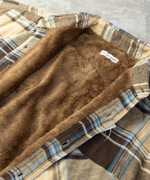BARCEDOS（バルセドス）の「裏ボア チェックシャツジャケット（シャツ/ブラウス・メンズ・ベージュ/ブラウン/レッド/ブルー・LL/3L/M/L）」の22枚目の写真
