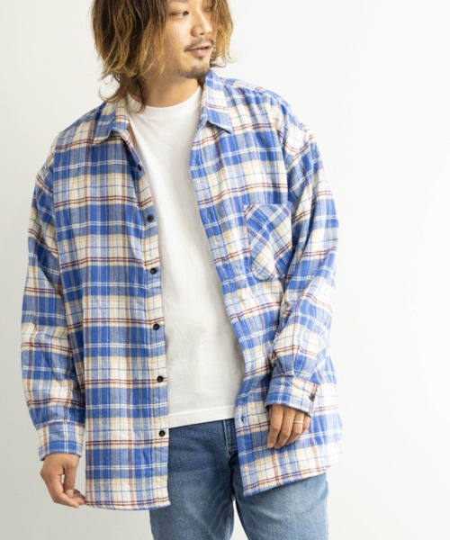 BARCEDOS（バルセドス）の「裏ボア チェックシャツジャケット（シャツ/ブラウス・メンズ・ベージュ/ブラウン/レッド/ブルー・LL/3L/M/L）」の7枚目の写真