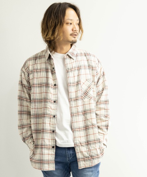 BARCEDOS（バルセドス）の「裏ボア チェックシャツジャケット（シャツ/ブラウス・メンズ・ベージュ/ブラウン/レッド/ブルー・LL/3L/M/L）」の8枚目の写真