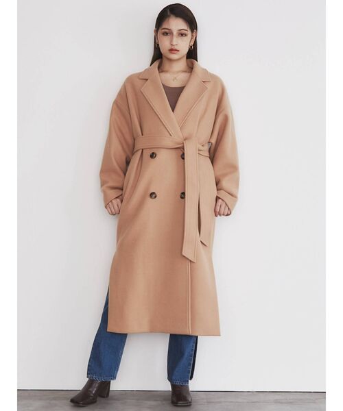 ASCLO ブラウン ダブルロングコート ASCLO Cashmere Long Double Coat (4color) - ASCLO