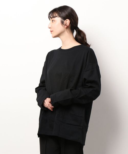 UNIVERSAL OVERALL(ユニバーサルオーバーオール)の「《UNIVERSAL OVERALL》WIDE HEAVY 2P L/S TEE(Tシャツ/カットソー・レディース・ホワイト/ブラック・X-LARGE/MEDIUM/LARGE/SMALL)」の9枚目の写真