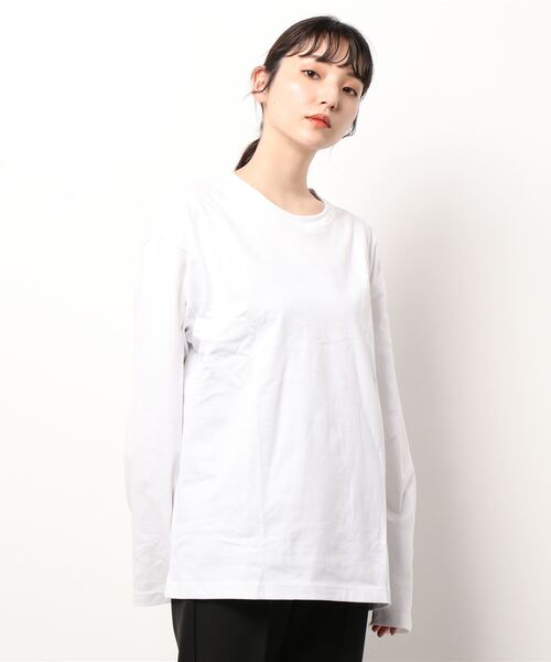 UNIVERSAL OVERALL(ユニバーサルオーバーオール)の「《UNIVERSAL OVERALL》WIDE HEAVY 2P L/S TEE(Tシャツ/カットソー・レディース・ホワイト/ブラック・X-LARGE/MEDIUM/LARGE/SMALL)」の8枚目の写真