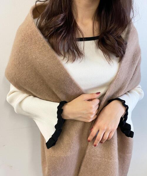 INGNI（イング）の「フリンジ／ボリュームストール（ストール/ショール・レディース・オフホワイト/サックスブルー/ピンク/モカ/ふじ色系9/ブラウン・ONE SIZE）」の12枚目の写真