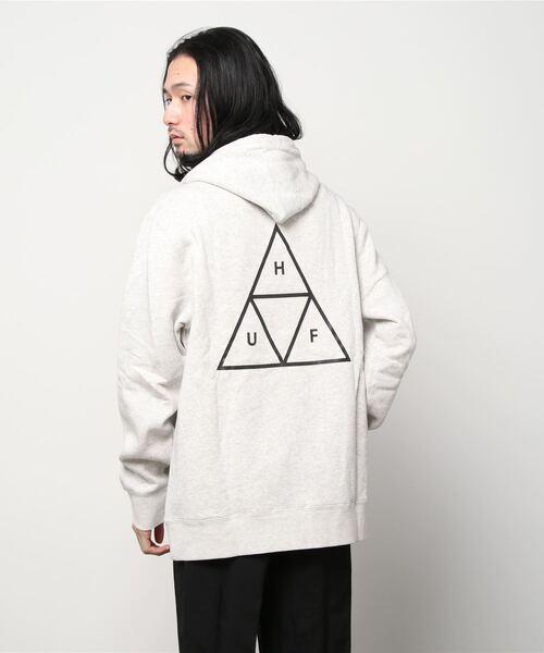 HUF(ハフ)の「【HUF】ハフ ESSENTIALS TT P/O HOODIE プルオーバー フーディー PF00100(パーカー・メンズ・ライトグレー/ブラック・S/M/L/XL)」の5枚目の写真