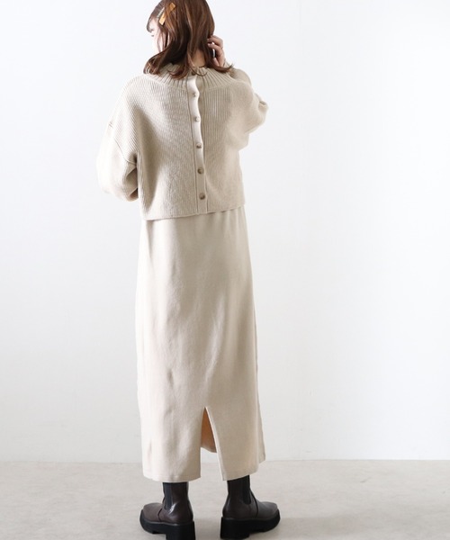 Cheek（チーク）の「２Ｗａｙニットカーディガン＋ニットワンピースＳＥＴ（ワンピース・レディース・グレー/アイボリー/モカ・MEDIUM）」の2枚目の写真