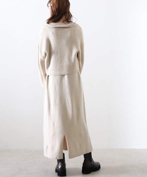 Cheek（チーク）の「２Ｗａｙニットカーディガン＋ニットワンピースＳＥＴ（ワンピース・レディース・グレー/アイボリー/モカ・MEDIUM）」の11枚目の写真