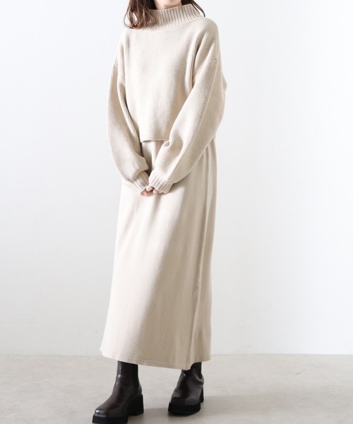 Cheek（チーク）の「２Ｗａｙニットカーディガン＋ニットワンピースＳＥＴ（ワンピース・レディース・グレー/アイボリー/モカ・MEDIUM）」の18枚目の写真