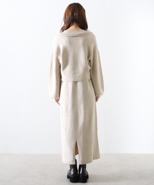 Cheek（チーク）の「２Ｗａｙニットカーディガン＋ニットワンピースＳＥＴ（ワンピース・レディース・グレー/アイボリー/モカ・MEDIUM）」の9枚目の写真