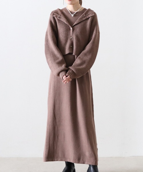 2Wayニットカーディガン＋ニットワンピースSET（ワンピース